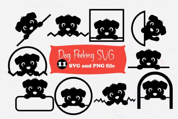Cute Dog Peeking SVG Silhouette Cut File