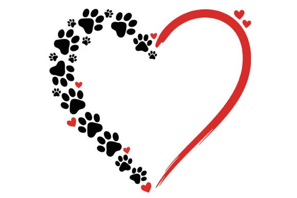 Dog Paw Red Heart SVG Vector Review