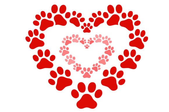 Double Dog Paw Print Heart Red and Pink Review