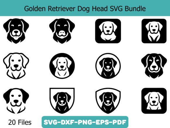 Golden Retriever Dog Head SVG Bundle Review