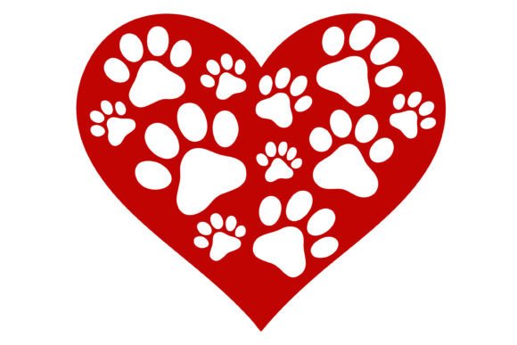 Red Heart with Dog Paw Print SVG Vector Review