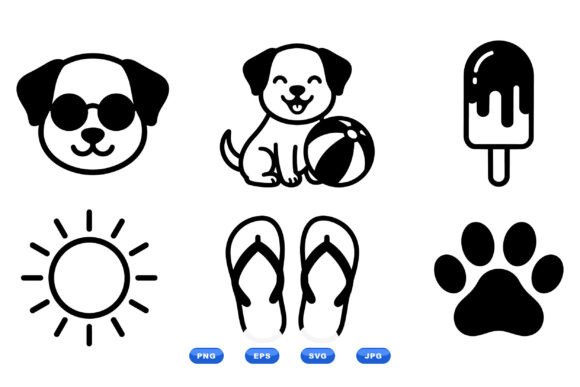Summer Dog Icons SVG Pack Review for Embroidery Projects